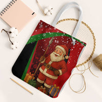 Kenya Christmas Tote Bag with Santa Claus Spear and Red Green Harambee Crest - Wonder Print Shop