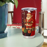 Kenya Christmas Tumbler Cup with Santa Claus Spear and Red Green Harambee Crest - Wonder Print Shop