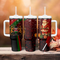 Kenya Christmas Tumbler With Handle with Santa Claus Spear and Red Green Harambee Crest - Wonder Print Shop