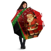 Kenya Christmas Umbrella with Santa Claus Spear and Red Green Harambee Crest - Wonder Print Shop