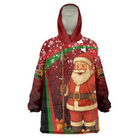 Kenya Christmas Wearable Blanket Hoodie with Santa Claus Spear and Red Green Harambee Crest - Wonder Print Shop
