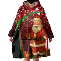 Kenya Christmas Wearable Blanket Hoodie with Santa Claus Spear and Red Green Harambee Crest - Wonder Print Shop