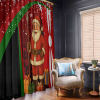 Kenya Christmas Window Curtain with Santa Claus Spear and Red Green Harambee Crest - Wonder Print Shop