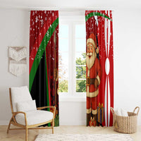 Kenya Christmas Window Curtain with Santa Claus Spear and Red Green Harambee Crest - Wonder Print Shop
