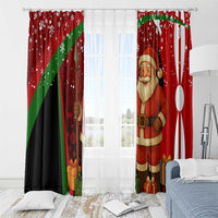 Kenya Christmas Window Curtain with Santa Claus Spear and Red Green Harambee Crest - Wonder Print Shop