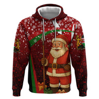 Kenya Christmas Zip Hoodie with Santa Claus Spear and Red Green Harambee Crest - Wonder Print Shop