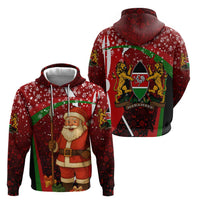 Kenya Christmas Zip Hoodie with Santa Claus Spear and Red Green Harambee Crest - Wonder Print Shop