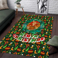 Kenya Christmas Area Rug with Santa Feast Scene and Festive Wreath Pattern - Wonder Print Shop
