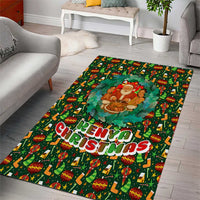 Kenya Christmas Area Rug with Santa Feast Scene and Festive Wreath Pattern - Wonder Print Shop