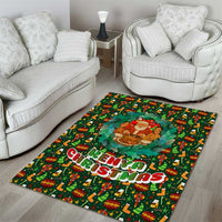 Kenya Christmas Area Rug with Santa Feast Scene and Festive Wreath Pattern - Wonder Print Shop