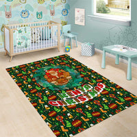 Kenya Christmas Area Rug with Santa Feast Scene and Festive Wreath Pattern - Wonder Print Shop