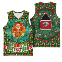 Kenya Christmas Basketball Jersey with Santa Feast Scene and Festive Wreath Pattern - Wonder Print Shop