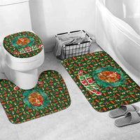 Kenya Christmas Bathroom Set with Santa Feast Scene and Festive Wreath Pattern - Wonder Print Shop