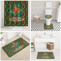 Kenya Christmas Bathroom Set with Santa Feast Scene and Festive Wreath Pattern - Wonder Print Shop