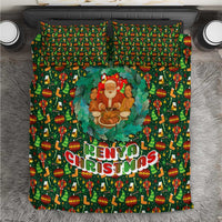 Kenya Christmas Bedding Set with Santa Feast Scene and Festive Wreath Pattern - Wonder Print Shop