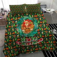 Kenya Christmas Bedding Set with Santa Feast Scene and Festive Wreath Pattern - Wonder Print Shop