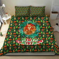 Kenya Christmas Bedding Set with Santa Feast Scene and Festive Wreath Pattern - Wonder Print Shop