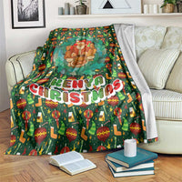 Kenya Christmas Blanket with Santa Feast Scene and Festive Wreath Pattern - Wonder Print Shop