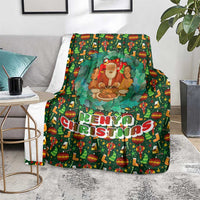 Kenya Christmas Blanket with Santa Feast Scene and Festive Wreath Pattern - Wonder Print Shop