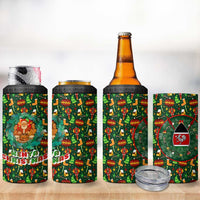 Kenya Christmas 4 in 1 Can Cooler Tumbler with Santa Feast Scene and Festive Wreath Pattern - Wonder Print Shop