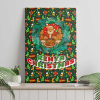 Kenya Christmas Canvas Wall Art with Santa Feast Scene and Festive Wreath Pattern - Wonder Print Shop
