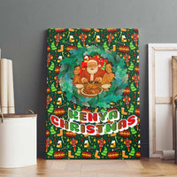 Kenya Christmas Canvas Wall Art with Santa Feast Scene and Festive Wreath Pattern - Wonder Print Shop
