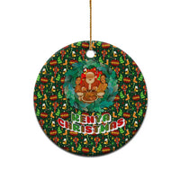 Kenya Christmas Ceramic Ornament with Santa Feast Scene and Festive Wreath Pattern - Wonder Print Shop