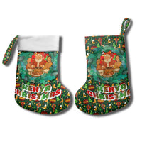 Kenya Christmas Stocking with Santa Feast Scene and Festive Wreath Pattern - Wonder Print Shop