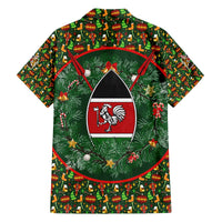 Kenya Christmas Family Matching Off The Shoulder Long Sleeve Dress and Hawaiian Shirt with Santa Feast Scene and Festive Wreath Pattern - Wonder Print Shop