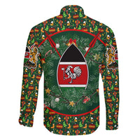 Kenya Christmas Family Matching Off Shoulder Maxi Dress and Hawaiian Shirt with Santa Feast Scene and Festive Wreath Pattern - Wonder Print Shop