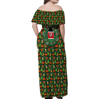 Kenya Christmas Family Matching Off Shoulder Maxi Dress and Hawaiian Shirt with Santa Feast Scene and Festive Wreath Pattern - Wonder Print Shop