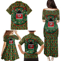 Kenya Christmas Family Matching Puletasi and Hawaiian Shirt with Santa Feast Scene and Festive Wreath Pattern - Wonder Print Shop