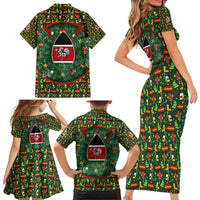 Kenya Christmas Family Matching Short Sleeve Bodycon Dress and Hawaiian Shirt with Santa Feast Scene and Festive Wreath Pattern - Wonder Print Shop