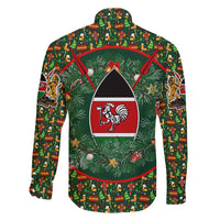 Kenya Christmas Family Matching Short Sleeve Bodycon Dress and Hawaiian Shirt with Santa Feast Scene and Festive Wreath Pattern - Wonder Print Shop