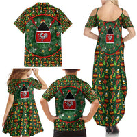 Kenya Christmas Family Matching Summer Maxi Dress and Hawaiian Shirt with Santa Feast Scene and Festive Wreath Pattern - Wonder Print Shop