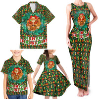 Kenya Christmas Family Matching Tank Maxi Dress and Hawaiian Shirt with Santa Feast Scene and Festive Wreath Pattern - Wonder Print Shop