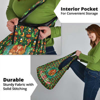 Kenya Christmas Grocery Bag with Santa Feast Scene and Festive Wreath Pattern - Wonder Print Shop