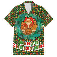 Kenya Christmas Hawaiian Shirt with Santa Feast Scene and Festive Wreath Pattern - Wonder Print Shop
