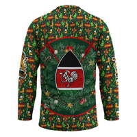 Kenya Christmas Hockey Jersey with Santa Feast Scene and Festive Wreath Pattern - Wonder Print Shop