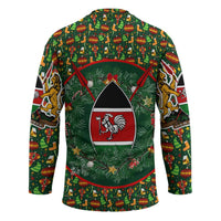 Kenya Christmas Hockey Jersey with Santa Feast Scene and Festive Wreath Pattern - Wonder Print Shop