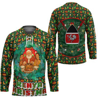 Kenya Christmas Hockey Jersey with Santa Feast Scene and Festive Wreath Pattern - Wonder Print Shop