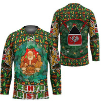Kenya Christmas Hockey Jersey with Santa Feast Scene and Festive Wreath Pattern - Wonder Print Shop