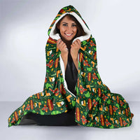 Kenya Christmas Hooded Blanket with Santa Feast Scene and Festive Wreath Pattern - Wonder Print Shop