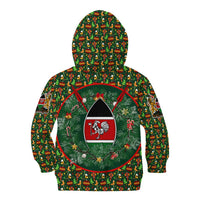 Kenya Christmas Kid Hoodie with Santa Feast Scene and Festive Wreath Pattern - Wonder Print Shop