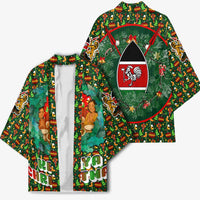 Kenya Christmas Kimono with Santa Feast Scene and Festive Wreath Pattern - Wonder Print Shop