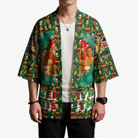 Kenya Christmas Kimono with Santa Feast Scene and Festive Wreath Pattern - Wonder Print Shop