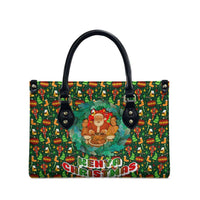 Kenya Christmas Leather Bag with Santa Feast Scene and Festive Wreath Pattern - Wonder Print Shop