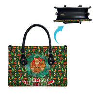 Kenya Christmas Leather Bag with Santa Feast Scene and Festive Wreath Pattern - Wonder Print Shop