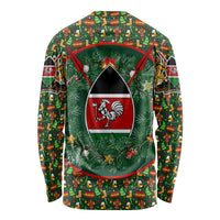 Kenya Christmas Long Sleeve Shirt with Santa Feast Scene and Festive Wreath Pattern - Wonder Print Shop