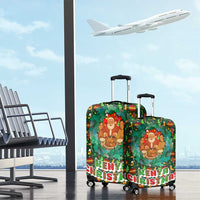 Kenya Christmas Luggage Cover with Santa Feast Scene and Festive Wreath Pattern - Wonder Print Shop